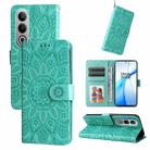 For OPPO K12 Embossed Sunflower Leather Phone Case(Green) - 1