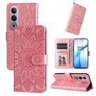 For OPPO K12 Embossed Sunflower Leather Phone Case(Rose Gold) - 1