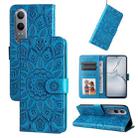 For OPPO K12x Embossed Sunflower Leather Phone Case(Blue) - 1