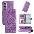 For OPPO K12x Embossed Sunflower Leather Phone Case(Purple) - 1