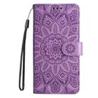 For OPPO K12x Embossed Sunflower Leather Phone Case(Purple) - 2