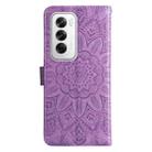 For OPPO Reno12 5G Global Embossed Sunflower Leather Phone Case(Purple) - 3