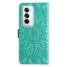 For OPPO Reno12 5G Global Embossed Sunflower Leather Phone Case(Green) - 3