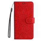 For OPPO Reno12 F 5G Global Embossed Sunflower Leather Phone Case(Red) - 2