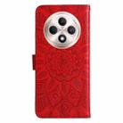 For OPPO Reno12 F 5G Global Embossed Sunflower Leather Phone Case(Red) - 3