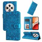 For OPPO Reno12 F 5G Global / Reno12 F 4G Embossed Sunflower Leather Phone Case(Blue) - 1