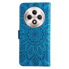 For OPPO Reno12 F 5G Global / Reno12 F 4G Embossed Sunflower Leather Phone Case(Blue) - 3