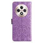 For OPPO Reno12 F 5G Global Embossed Sunflower Leather Phone Case(Purple) - 3