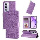 For OPPO A3 Pro 5G Global / India Embossed Sunflower Leather Phone Case(Purple) - 1