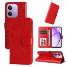 For OPPO A3x 4G / A3x 5G India Embossed Sunflower Leather Phone Case(Red) - 1