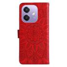 For OPPO A3x 4G / A3x 5G India Embossed Sunflower Leather Phone Case(Red) - 3