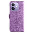 For OPPO A3x 4G / A3x 5G India Embossed Sunflower Leather Phone Case(Purple) - 3