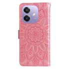 For OPPO A3x 4G / A3x 5G India Embossed Sunflower Leather Phone Case(Rose Gold) - 3