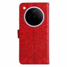 For OPPO Find X8 Embossed Sunflower Leather Phone Case(Red) - 3