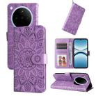 For OPPO Find X8 Embossed Sunflower Leather Phone Case(Purple) - 1