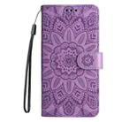 For OPPO Find X8 Embossed Sunflower Leather Phone Case(Purple) - 2