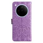 For OPPO Find X8 Embossed Sunflower Leather Phone Case(Purple) - 3