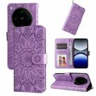 For OPPO Find X8 Pro Embossed Sunflower Leather Phone Case(Purple) - 1