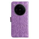 For OPPO Find X8 Pro Embossed Sunflower Leather Phone Case(Purple) - 3