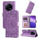For OPPO A5 Pro China Embossed Sunflower Leather Phone Case(Purple) - 1