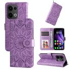 For OPPO Reno13 Global Embossed Sunflower Leather Phone Case(Purple) - 1