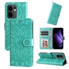 For OPPO Reno13 F 4G / 5G Embossed Sunflower Leather Phone Case(Green) - 1