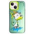 For iPhone 14 Double Layer Color Silver Series Animal Oil Painting Phone Case(White Dog) - 1