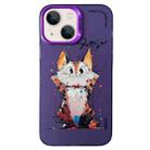 For iPhone 14 Double Layer Color Silver Series Animal Oil Painting Phone Case(Cuddle Cat) - 1