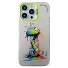 For iPhone 14 Pro Double Layer Color Silver Series Animal Oil Painting Phone Case(Zodiac Snake) - 1