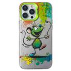 For iPhone 14 Pro Double Layer Color Silver Series Animal Oil Painting Phone Case(Happy Mouse) - 1