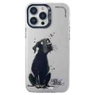 For iPhone 14 Pro Double Layer Color Silver Series Animal Oil Painting Phone Case(Labrador) - 1