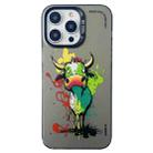 For iPhone 13 Pro Double Layer Color Silver Series Animal Oil Painting Phone Case(Zodiac Ox) - 1