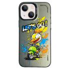 For iPhone 13 Double Layer Color Silver Series Animal Oil Painting Phone Case(Duck Rush) - 1