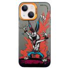 For iPhone 13 Double Layer Color Silver Series Animal Oil Painting Phone Case(Gesture Rabbit) - 1