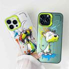 For iPhone 13 Double Layer Color Silver Series Animal Oil Painting Phone Case(Happy Rabbit) - 2