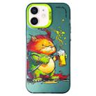 For iPhone 12 Double Layer Color Silver Series Animal Oil Painting Phone Case(Beer Cat) - 1