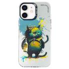 For iPhone 12 Double Layer Color Silver Series Animal Oil Painting Phone Case(Angry Cat) - 1