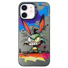 For iPhone 12 Double Layer Color Silver Series Animal Oil Painting Phone Case(Big Eyed Bunny) - 1