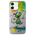 For iPhone 12 Double Layer Color Silver Series Animal Oil Painting Phone Case(Happy Mouse) - 1