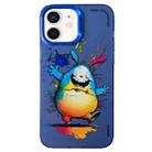 For iPhone 12 Double Layer Color Silver Series Animal Oil Painting Phone Case(Happy Rabbit) - 1