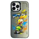 For iPhone 12 Pro Max Double Layer Color Silver Series Animal Oil Painting Phone Case(Duck Rush) - 1