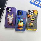 For iPhone 12 Pro Double Layer Color Silver Series Animal Oil Painting Phone Case(Dance Dog) - 7