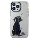 For iPhone 15 Pro Max Double Layer Color Silver Series Animal Oil Painting Phone Case(Labrador) - 1
