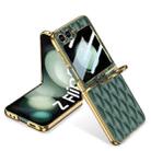 For Samsung Galaxy Z Flip5 GKK Integrated Plating Diamond Texture PU Phone Case with Ring(Green) - 1