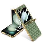 For Samsung Galaxy Z Flip5 GKK Integrated Plating Diamond Texture PU Phone Case with Ring(Matcha Green) - 1