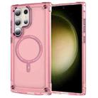 For Samsung Galaxy S22 Ultra 5G Skin Feel TPU + PC MagSafe Magnetic Phone Case(Transparent Pink) - 1