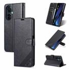 For OPPO K11x AZNS Sheepskin Texture Flip Leather Phone Case(Black) - 1