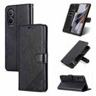 For OPPO K12x 5G AZNS Sheepskin Texture Flip Leather Phone Case(Black) - 1