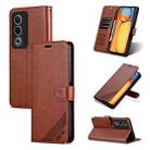 For OPPO A3 Energy / A3x 5G AZNS Sheepskin Texture Flip Leather Phone Case(Brown) - 1