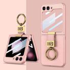 For Samsung Galaxy Z Flip5 GKK Ultra-thin Z Ring Holder Leather Phone Case(Pink) - 1